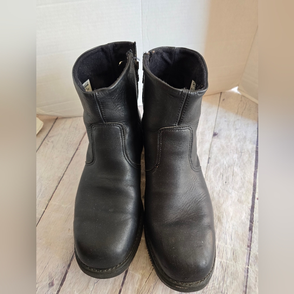 DOUBLE H SIDE ZIP BLACK LEATHER BIKER MOTORCYCLE WESTERN BOOTS MEN'S SIZE 13 EE